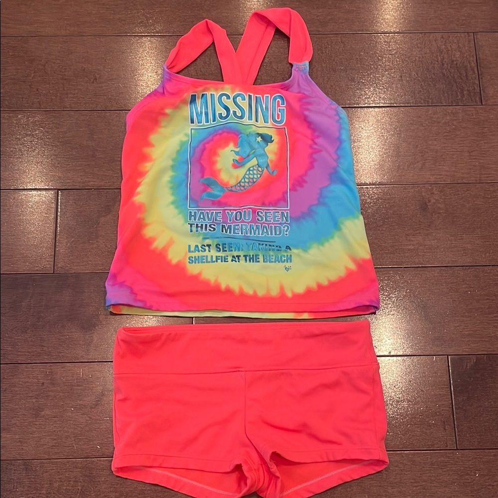 Colorful Mermaid Tank and Shorts Bathing suit Set